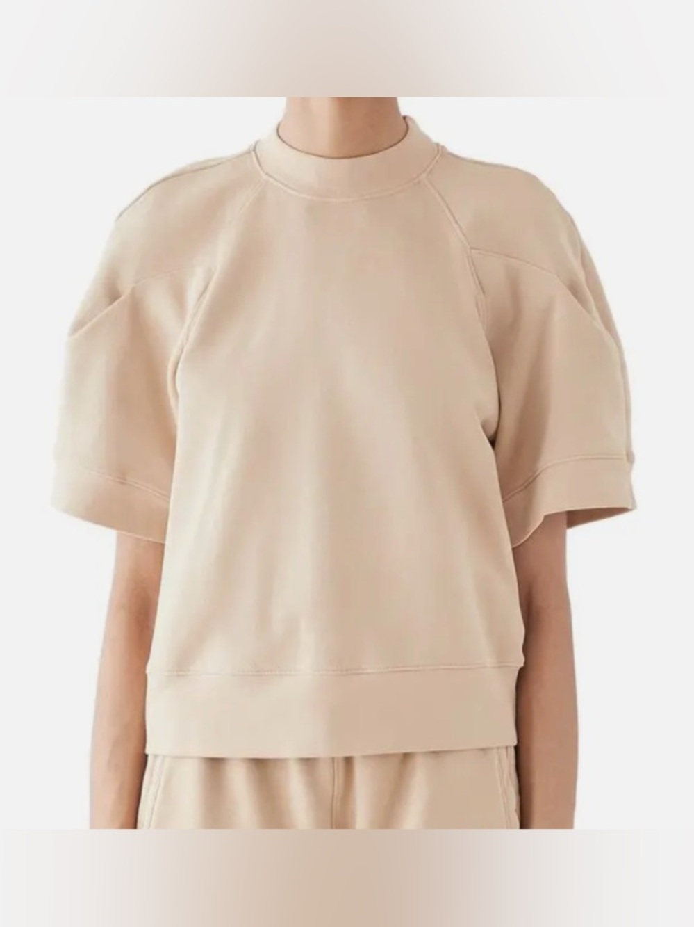 AGOLDE Short Sleeve Pullover Sweatshirt in Beige